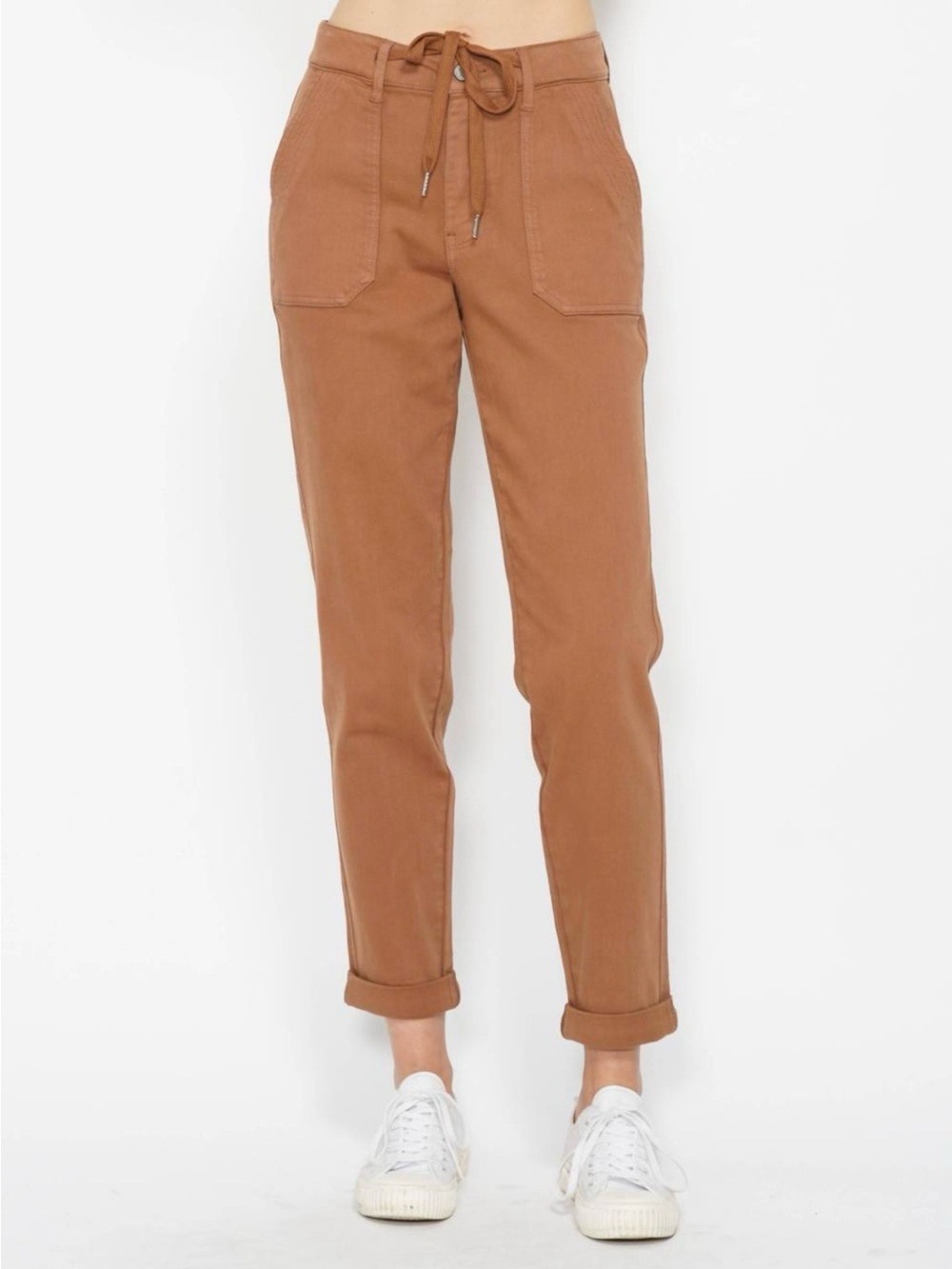 Judy Blue Garmet Dyed Cuffed Joggers Camel